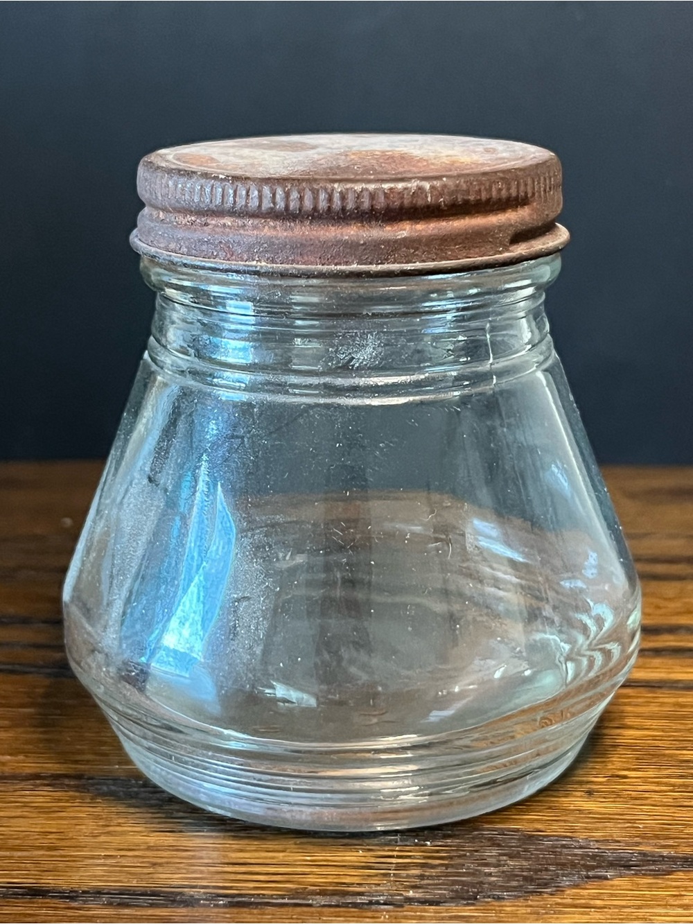 Anchor Hocking Vintage Clear Glass Jar with Metal Screw-On Lid 3”